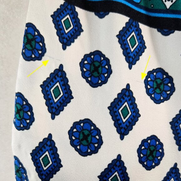 Zara White Blue Abstract Geo Tie Wrap Midi Dress Handkerchief Hem Boho - Picture 8 of 8